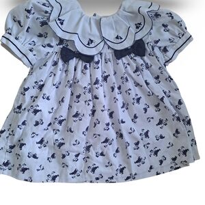 Adorable Vintage Kids Dress with Navy Print